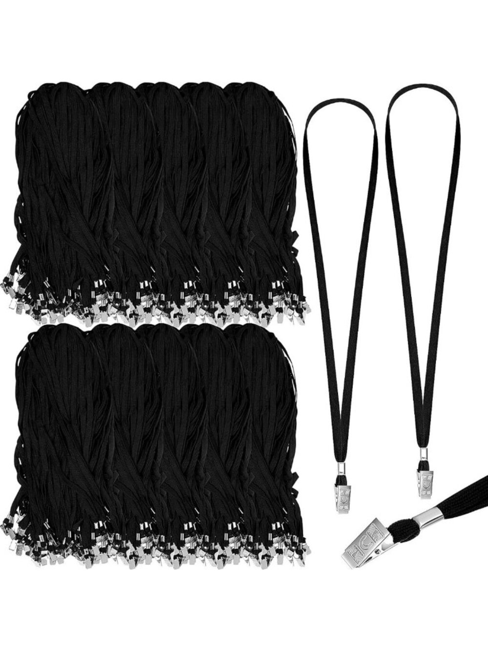 1000 Bulk Black Lanyards for ID Badges, Name Tags, Events & Conferences